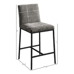 Reeves Chenille Fabric Upholstered Counter Stool in Grey