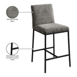 Reeves Chenille Fabric Upholstered Counter Stool in Grey