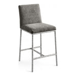 Reeves Chenille Fabric Upholstered Counter Stool in Grey