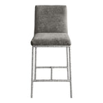 Reeves Chenille Fabric Upholstered Counter Stool in Grey