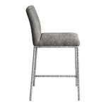 Reeves Chenille Fabric Upholstered Counter Stool in Grey