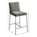 Reeves Chenille Fabric Upholstered Counter Stool in Grey