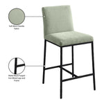Reeves Chenille Fabric Upholstered Counter Stool in Mint