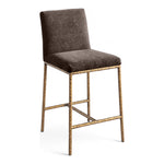Reeves Chenille Fabric Upholstered Counter Stool in Brown
