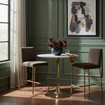 Reeves Chenille Fabric Upholstered Counter Stool in Brown