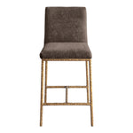 Reeves Chenille Fabric Upholstered Counter Stool in Brown