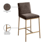 Reeves Chenille Fabric Upholstered Counter Stool in Brown