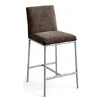 Reeves Chenille Fabric Upholstered Counter Stool in Brown