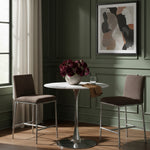Reeves Chenille Fabric Upholstered Counter Stool in Brown