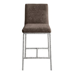 Reeves Chenille Fabric Upholstered Counter Stool in Brown