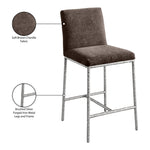 Reeves Chenille Fabric Upholstered Counter Stool in Brown