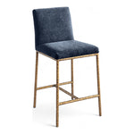 Reeves Chenille Fabric Upholstered Counter Stool in Navy