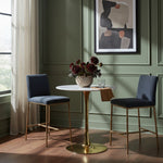 Reeves Chenille Fabric Upholstered Counter Stool in Navy
