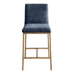 Reeves Chenille Fabric Upholstered Counter Stool in Navy