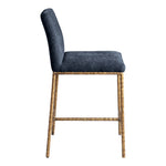 Reeves Chenille Fabric Upholstered Counter Stool in Navy