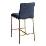 Reeves Chenille Fabric Upholstered Counter Stool in Navy