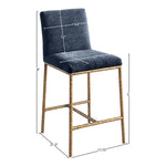 Reeves Chenille Fabric Upholstered Counter Stool in Navy