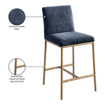Reeves Chenille Fabric Upholstered Counter Stool in Navy