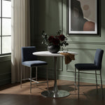 Reeves Chenille Fabric Upholstered Counter Stool in Navy