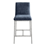 Reeves Chenille Fabric Upholstered Counter Stool in Navy