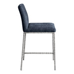 Reeves Chenille Fabric Upholstered Counter Stool in Navy