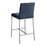 Reeves Chenille Fabric Upholstered Counter Stool in Navy