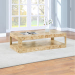Reeves Solid Wood And Burl Veneer Coffee Table in Natural