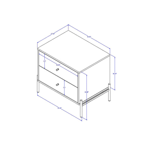 Jasper 25" Nightstand (2-Drawer) in White