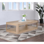 Reeves Solid Wood And Burl Veneer Coffee Table in Natural