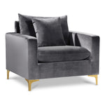 Naomi Velvet Upholstered Chair in Grey