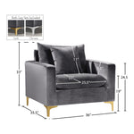Naomi Velvet Upholstered Chair in Grey