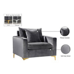 Naomi Velvet Upholstered Chair in Grey