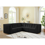 Relax 98" Velvet Upholstered 5pc. Modular Sectional in Black