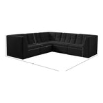 Relax 98" Velvet Upholstered 5pc. Modular Sectional in Black