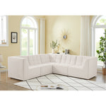 Relax 98" Velvet Upholstered 5pc. Modular Sectional in Cream