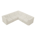Relax 98" Velvet Upholstered 5pc. Modular Sectional in Cream