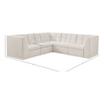 Relax 98" Velvet Upholstered 5pc. Modular Sectional in Cream