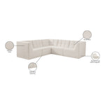 Relax 98" Velvet Upholstered 5pc. Modular Sectional in Cream