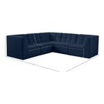 Relax 98" Velvet Upholstered 5pc. Modular Sectional in Navy