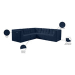 Relax 98" Velvet Upholstered 5pc. Modular Sectional in Navy