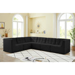 Relax 128" Velvet Upholstered 6pc. Modular Sectional in Black