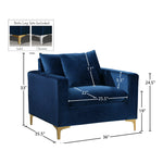 Naomi Velvet Upholstered Chair in Navy