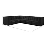 Relax 128" Velvet Upholstered 6pc. Modular Sectional in Black