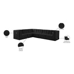 Relax 128" Velvet Upholstered 6pc. Modular Sectional in Black