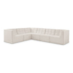 Relax 128" Velvet Upholstered 6pc. Modular Sectional in Cream