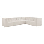Relax 128" Velvet Upholstered 6pc. Modular Sectional in Cream