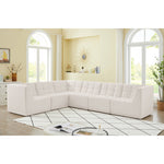 Relax 128" Velvet Upholstered 6pc. Modular Sectional in Cream