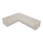Relax 128" Velvet Upholstered 6pc. Modular Sectional in Cream