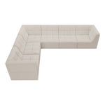 Relax 128" Velvet Upholstered 6pc. Modular Sectional in Cream