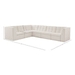 Relax 128" Velvet Upholstered 6pc. Modular Sectional in Cream